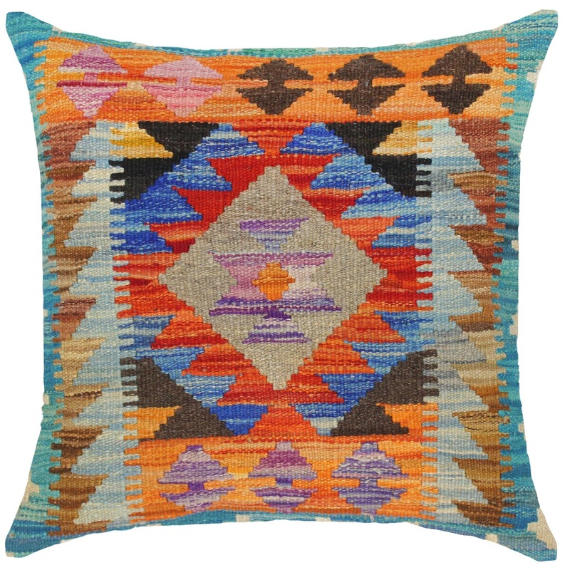 Boho Chic Cathie Hand-Woven Turkish Kilim Throw Pillow