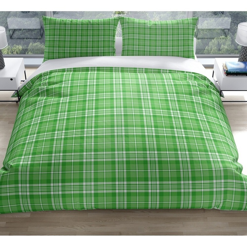 CANDY CANE PLAID GREEN Pillow Case By Kavka Designs