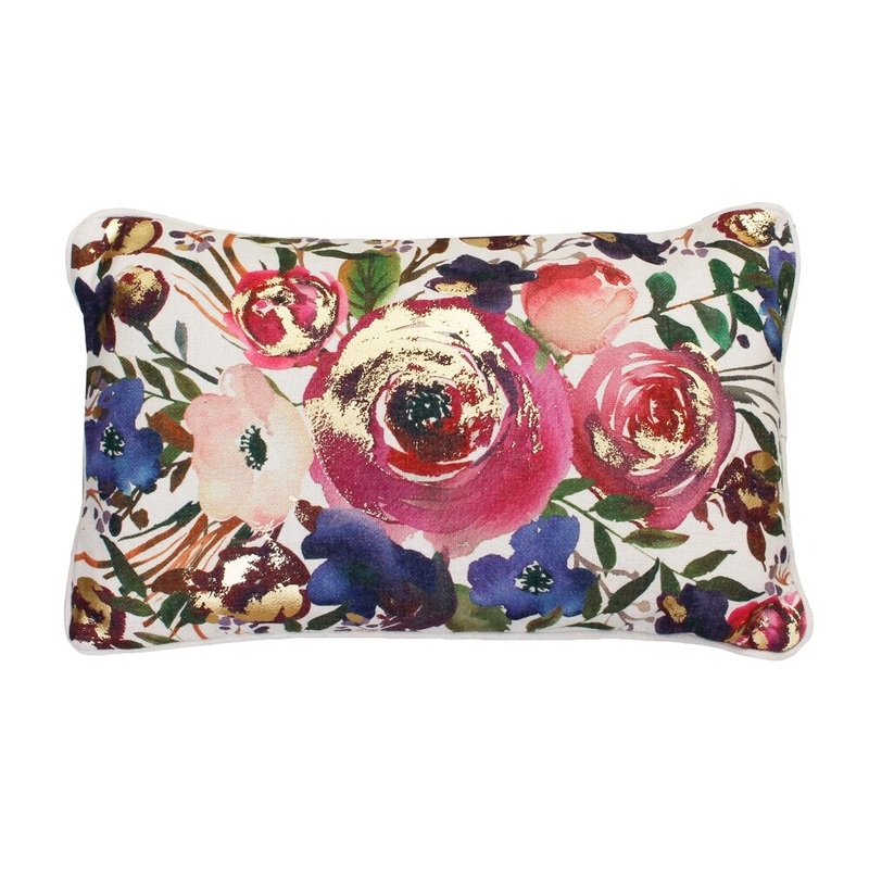 Thro 12x20" Arden Floral Franco Faux Linen Pillow
