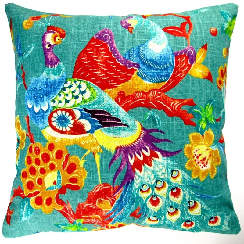 Artisan Pillows 18-inch Indoor Vintage Peacock in Deep Teal Modern Asian Cottage Accent Throw Pillow