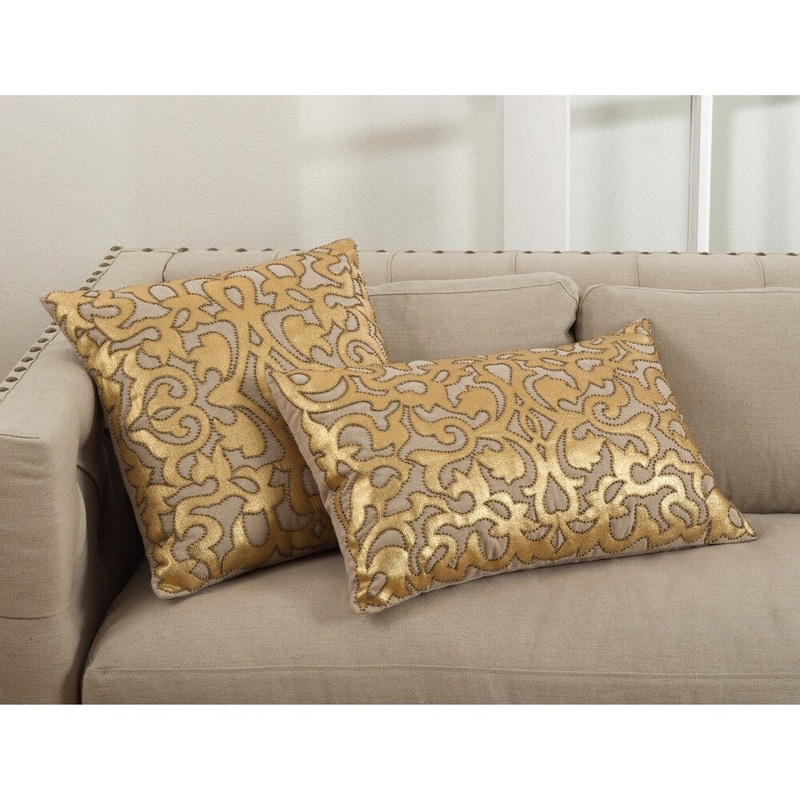 Aura Collection Metallic Applique Beaded Throw Pillow