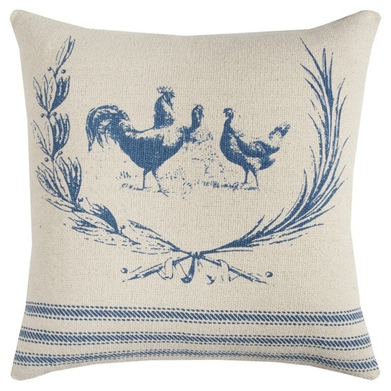 Blue Distressed Farmhouse Throw Pillow