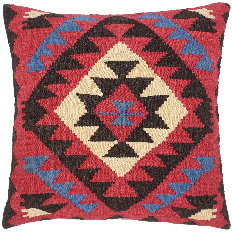 Bohemian Judi Hand-Woven Turkish Kilim Throw Pillow 20 in. x 20 in.