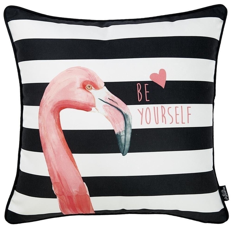 Carson Carrington Tropical Flamingo Stripe 18-inch Throw Pillow Cover