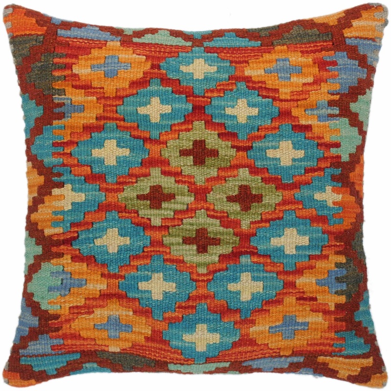Southwestern Forrest Hand-Woven Turkish Kilim Pillow 18 in. x 18 in.