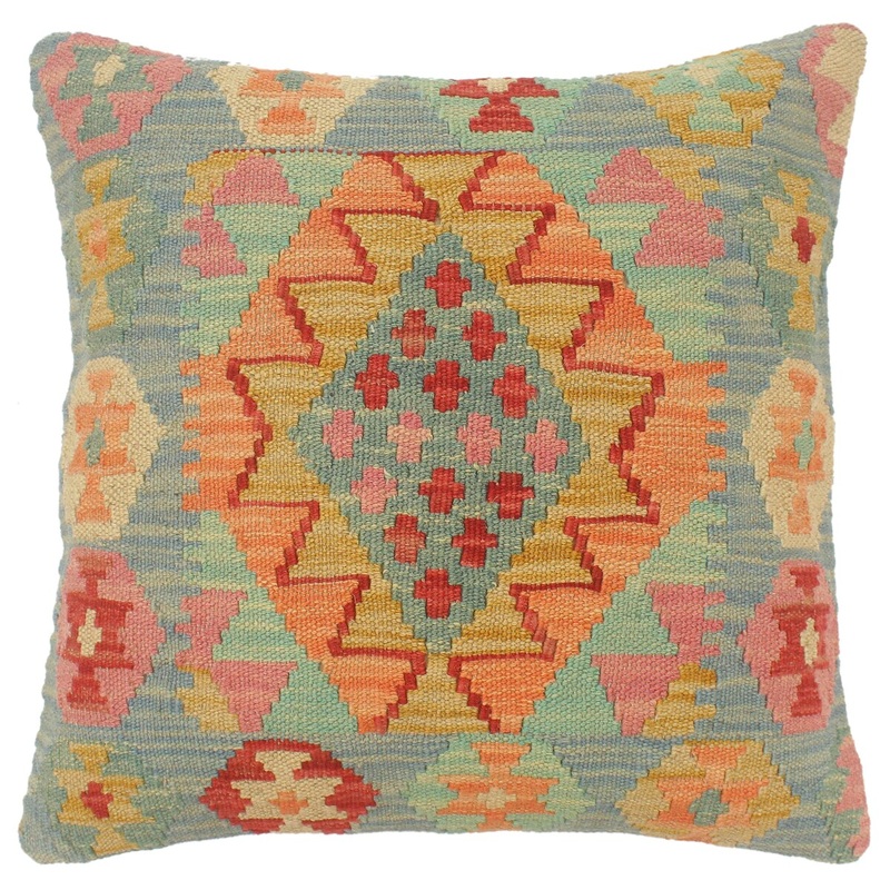 Southwestern Turkish Lyons Hand Woven Kilim Pillow