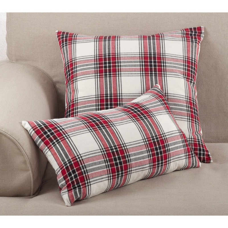 Tartan Plaid Pattern Traditional Cotton Down Filled Throw Pillow