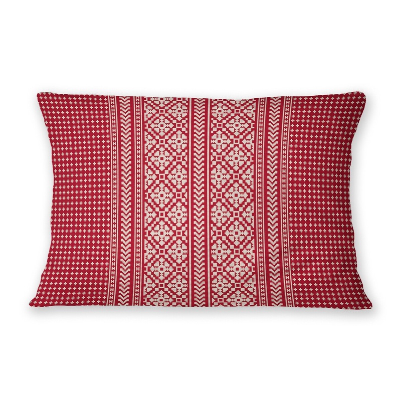 ASPEN SNOWFLAKE RED Linen Throw Pillow By Jenny Lund