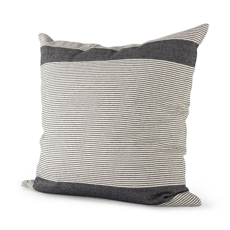 Beige and Gray Striped Throw Pillow Cover