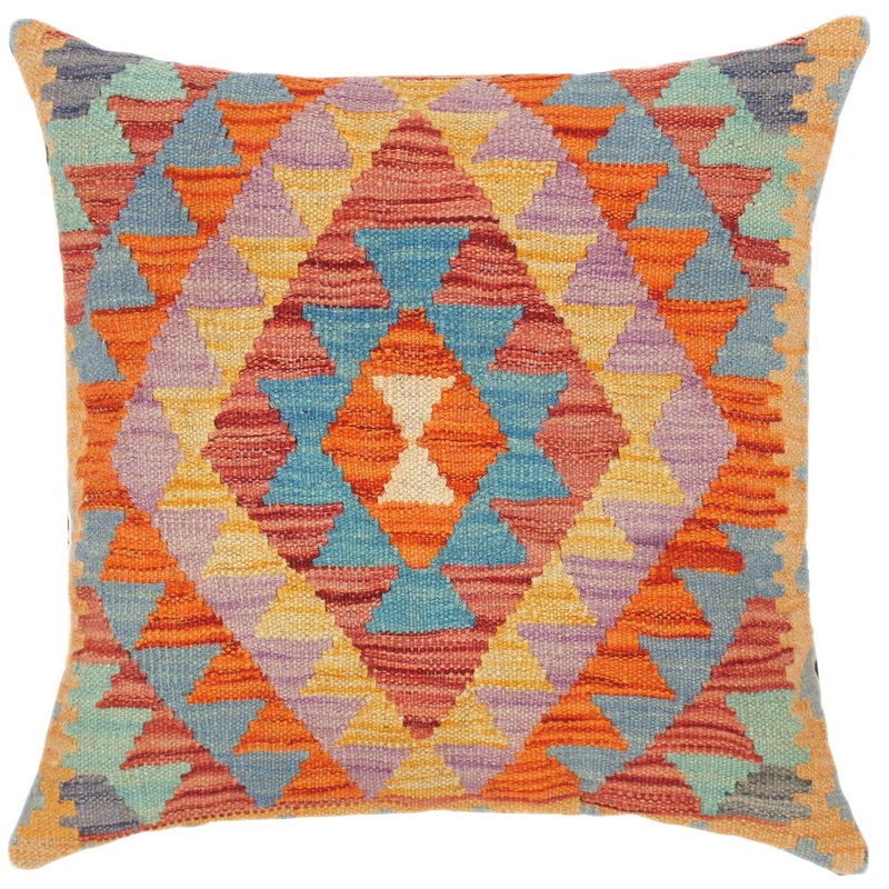 Boho Chic Lynsey Hand-Woven Turkish Kilim Throw Pillow