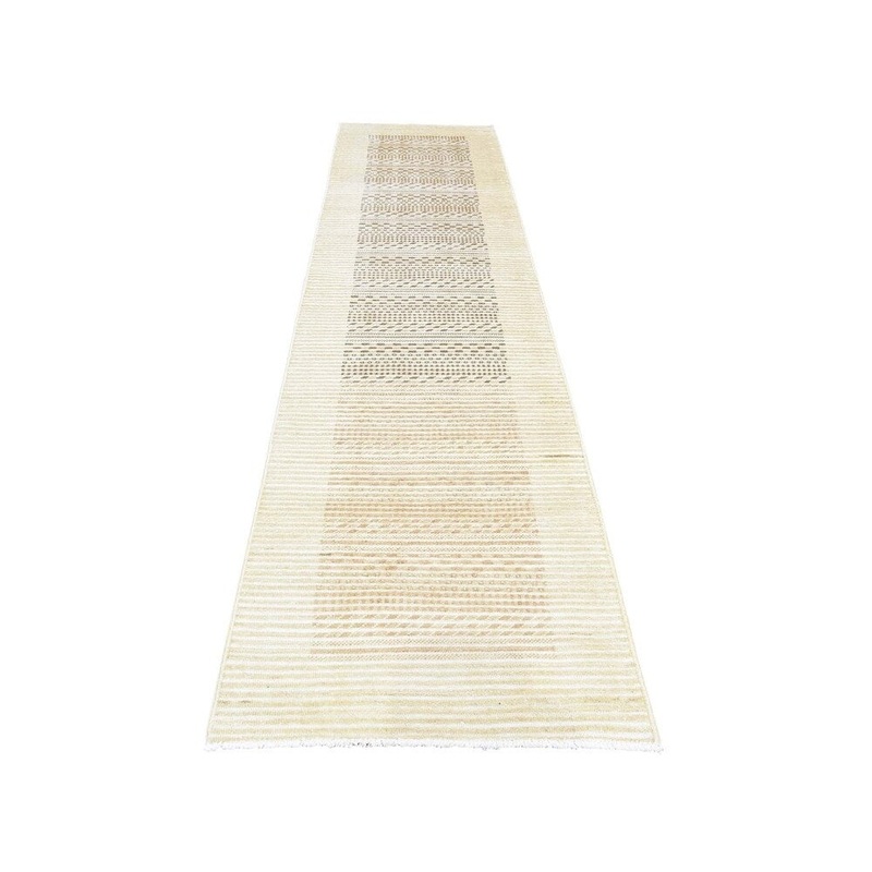 Shahbanu Rugs Hand-Knotted Gabbeh Hi-Lo Pile 100 Percent Wool Runner Oriental Rug (2'5" x 10'0") - 2'5" x 10'0"