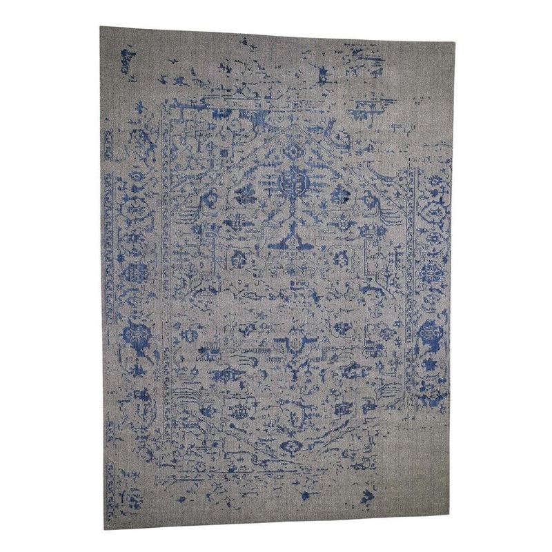 Shahbanu Rugs jacquard Hand-Loomed Broken Persian Heriz Design Blue Oriental Rug (8'10" x 12'3") - 8'10" x 12'3"