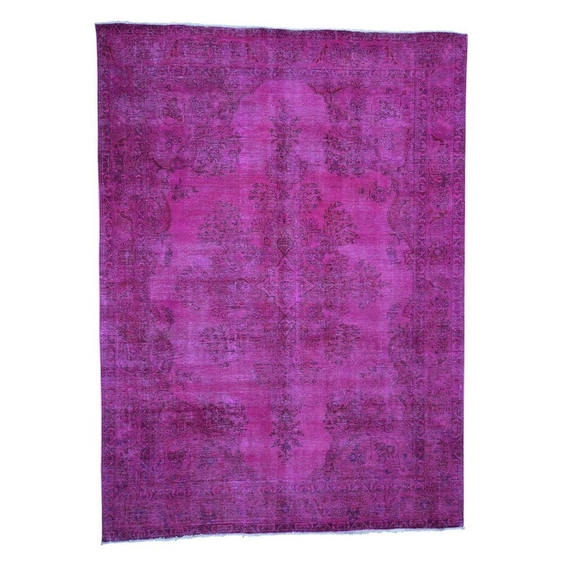 Shahbanu Rugs Overdyed Tabriz Hand-Knotted Oriental Pure Wool Rug (10'7" x 13'0") - 10'7" x 13'0"