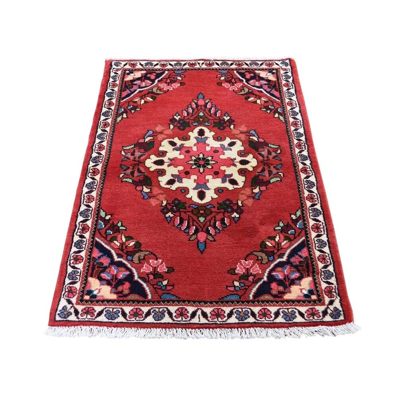 Shahbanu Rugs Red New Persian Hamadan Pure Wool Hand-Knotted Oriental Rug (2'4" x 4'0") - 2'4" x 4'0"