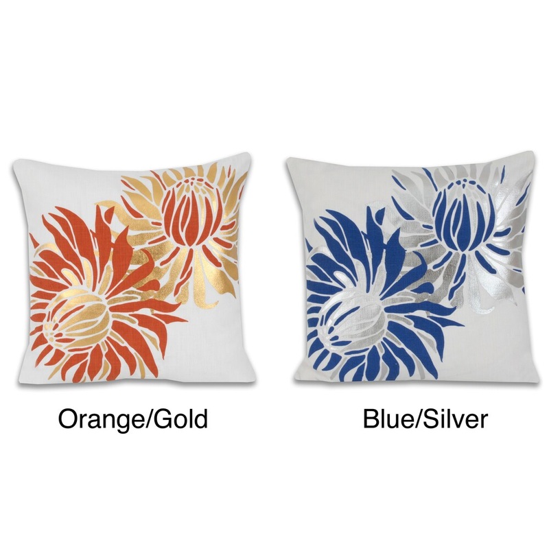 Thro Miley Floral Metallic Foil 20x20-inch Throw Pillow