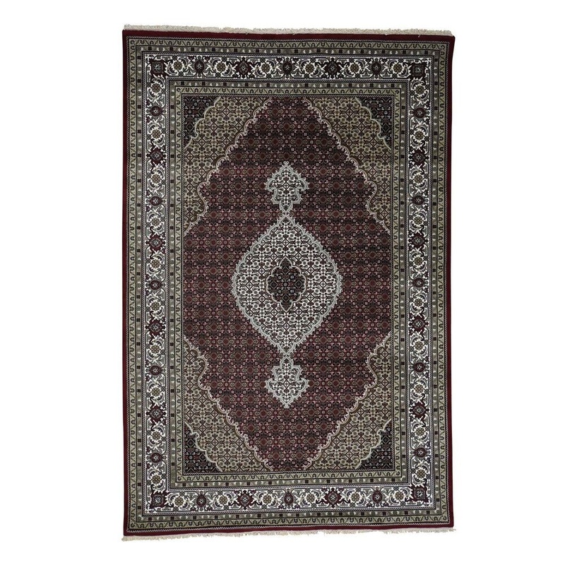 Shahbanu Rugs 250 Kpsi Tabriz Mahi Wool and Silk Hand Knotted Oriental Rug (6'1" x 8'9") - 6'1" x 8'9"
