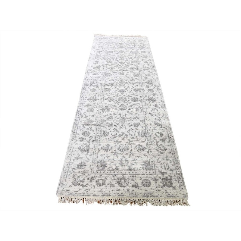 Shahbanu Rugs Broken Tabriz Mahi Design Wool And Silk Blend Runner Hand-Knotted Rug (2'6" x 8'3") - 2'6" x 8'3"