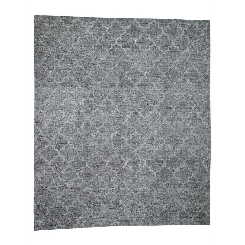 Shahbanu Rugs Gray Moroccan Berber Pure Wool Handmade Thick and Plush Oriental Rug (8'4" x 10'0") - 8'4" x 10'0"