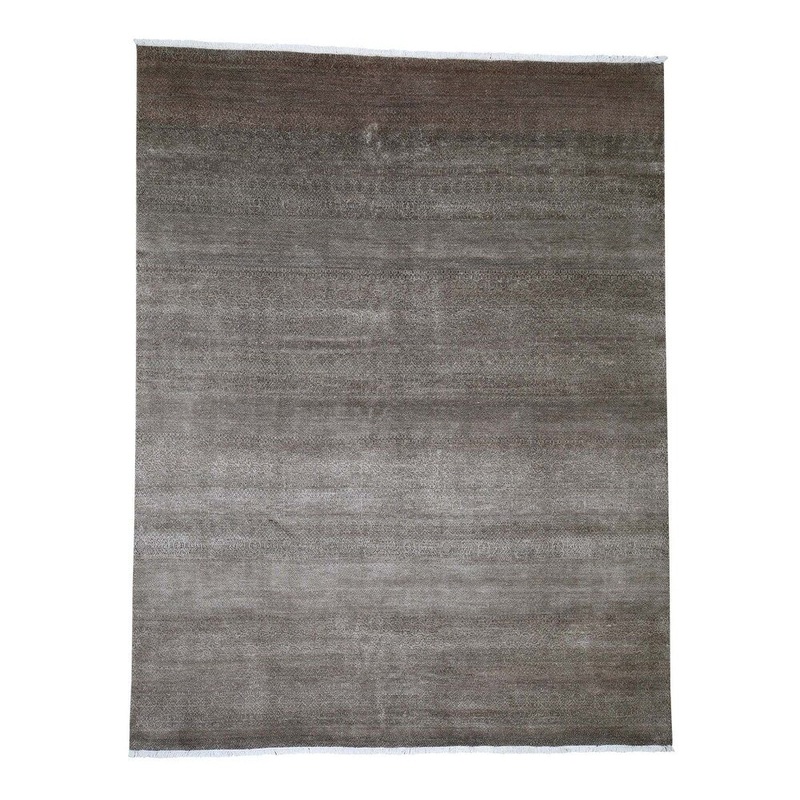 Shahbanu Rugs Green Gabbeh Pure Wool Grass Design Hand Knotted Oriental Rug (7'9" x 10'0") - 7'9" x 10'0"