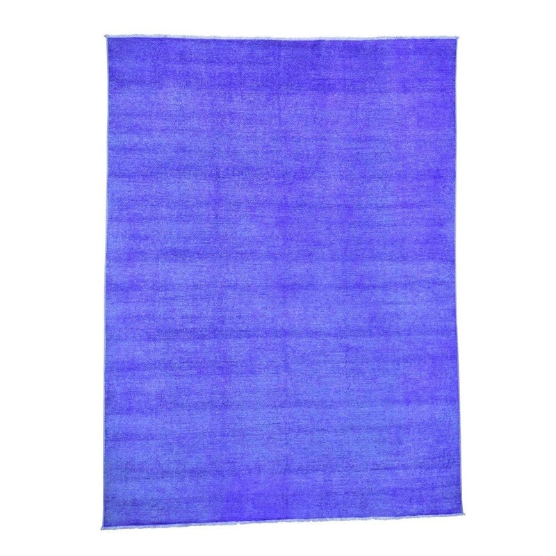 Shahbanu Rugs Hand-Knotted Purple Peshawar Overdyed Pure Wool Oriental Rug (8'0" x 10'8") - 8'0" x 10'8"