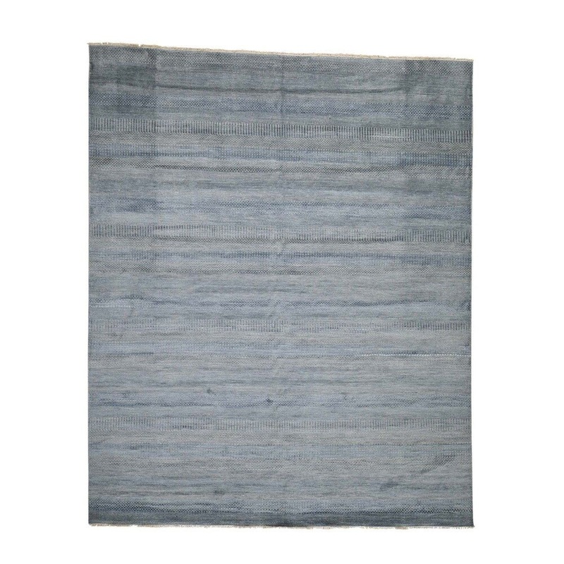 Shahbanu Rugs Hand-Knotted Wool and Silk Grass Design Oriental Rug (8'1" x 9'10") - 8'1" x 9'10"