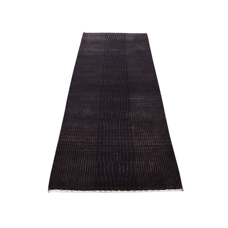 Shahbanu Rugs Hand-Knotted Wool and Silk Tone-on-Tone Runner Nepali Oriental Rug (2'4" x 6'6") - 2'4" x 6'6"