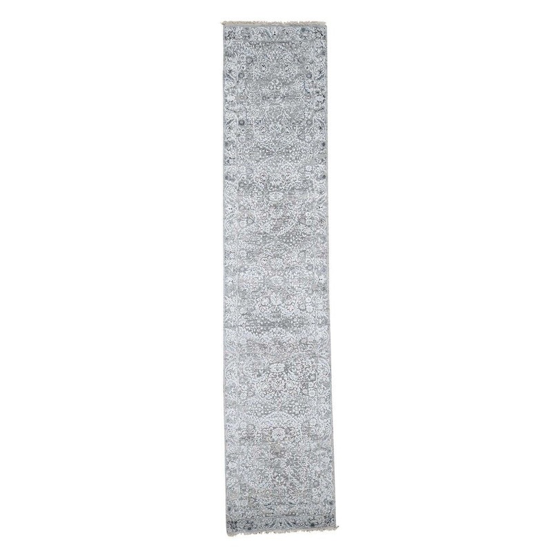 Shahbanu Rugs Hand-Knotted Wool and Silk Transitional Kashan Design Runner Rug (2'7" x 11'8") - 2'7" x 11'8"