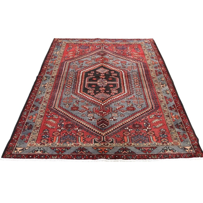 Shahbanu Rugs New Persian Hamadan Pure Wool Red Hand-Knotted Oriental Rug (4'5" x 6'10") - 4'5" x 6'10"