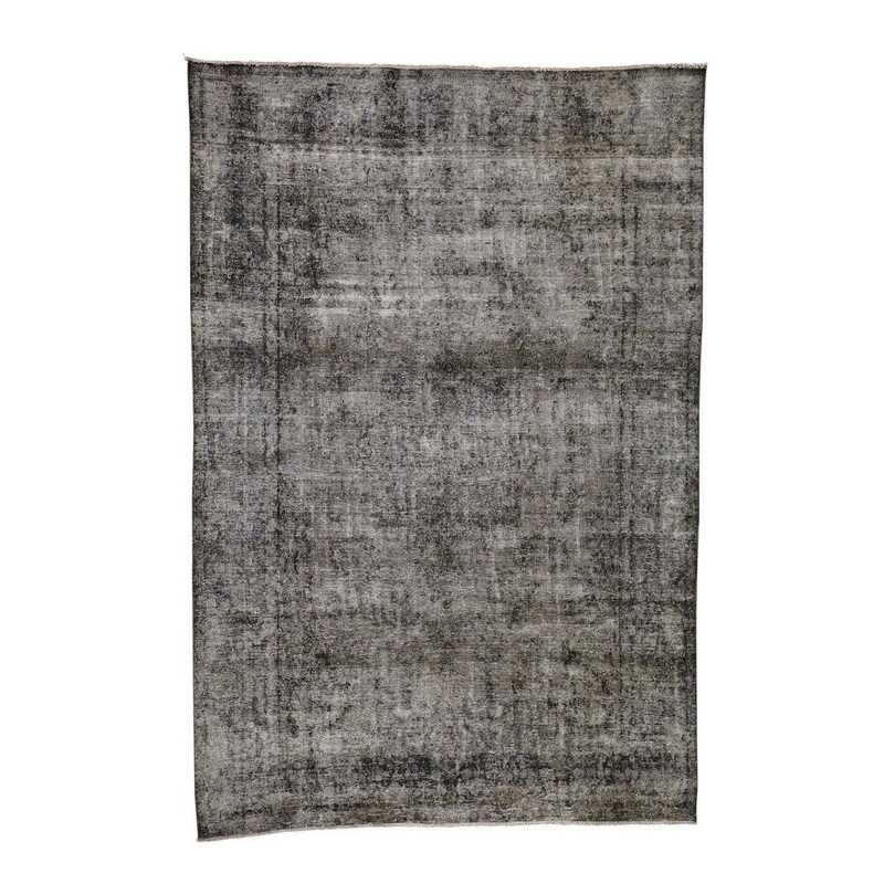 Shahbanu Rugs Overdyed Kerman Pure Wool Hand-Knotted Worn Pile Oriental Rug (6'4" x 9'8") - 6'4" x 9'8"