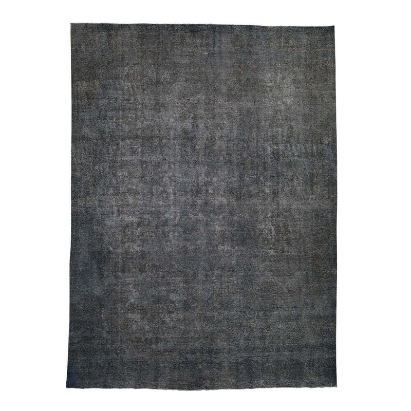 Shahbanu Rugs Overdyed Tabriz Sheared Low Hand-Knotted Pure Wool Oriental Rug (9'5" x 12'8") - 9'5" x 12'8"
