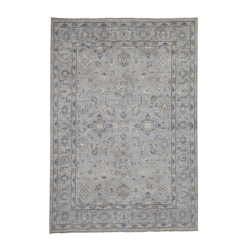 Shahbanu Rugs Peshawar With Heriz Design Undyed Natural Wool Oriental Rug (5'7" x 7'10") - 5'7" x 7'10"