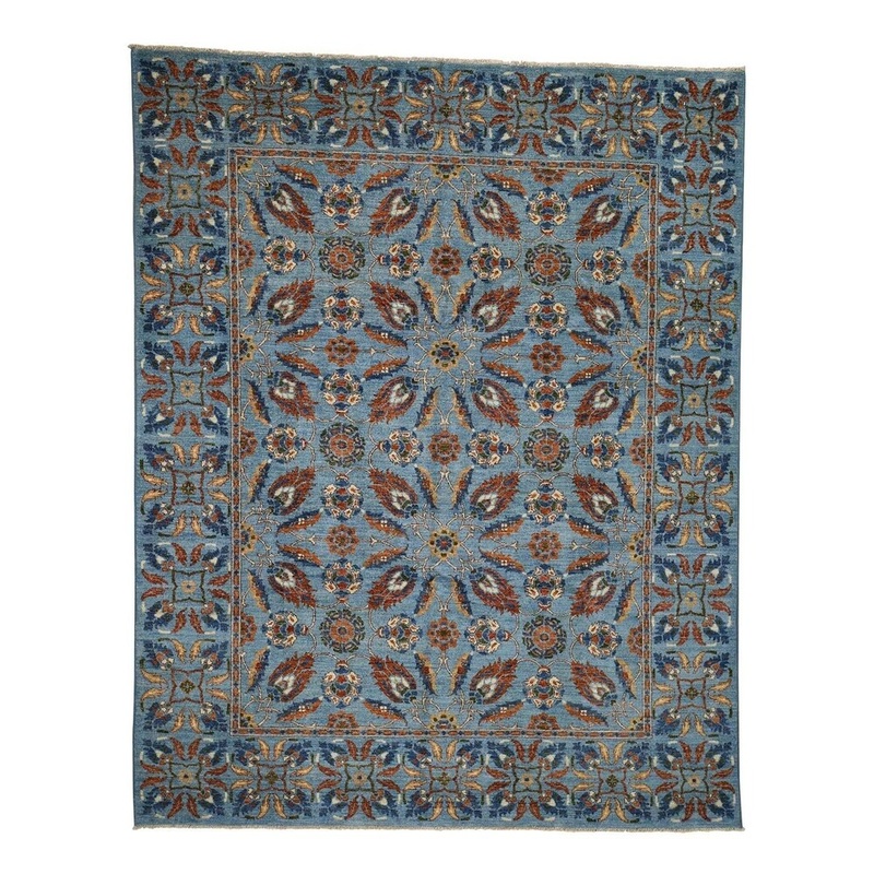 Shahbanu Rugs Pure Wool Arts and Crafts Tulip Design Hand-Knotted Oriental Rug (8'0" x 10'1") - 8'0" x 10'1"