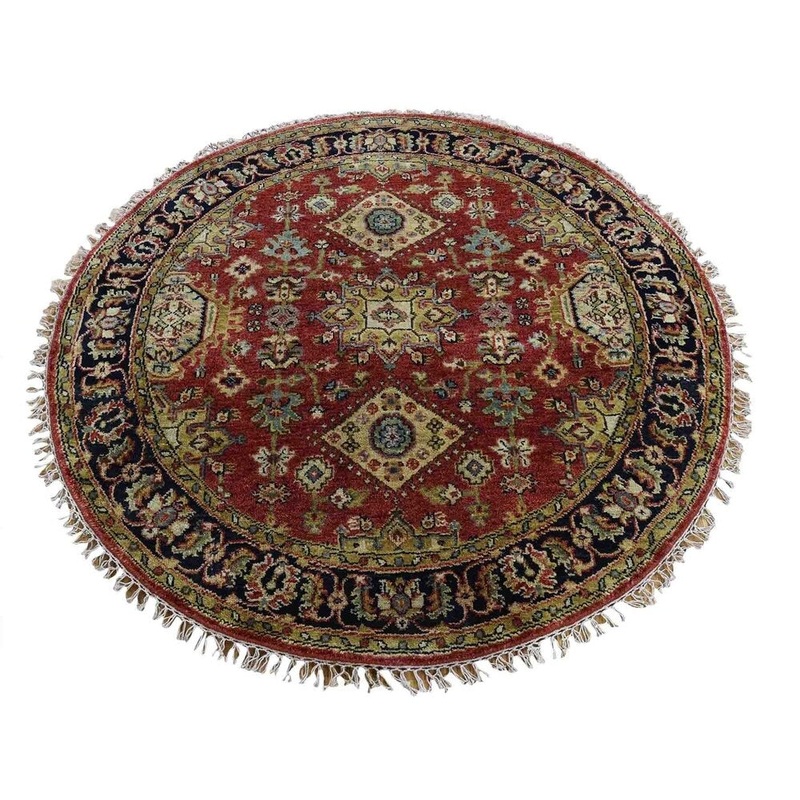 Shahbanu Rugs Red Karajeh Design Pure Wool Hand-Knotted Oriental Rug (3'8" x 3'9") - 3'8" x 3'9"