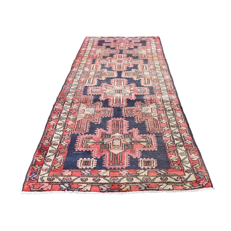 Shahbanu Rugs Red North West Persian With Large Elements Wide Runner Rug (3'7" x 10'5") - 3'7" x 10'5"