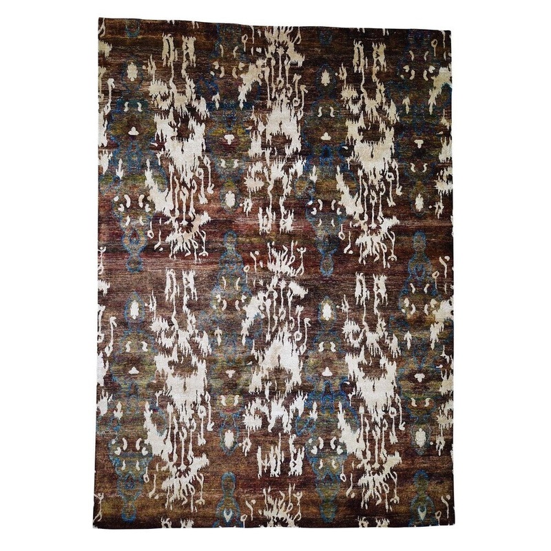 Shahbanu Rugs Sari Silk Modern Design Hand-Knotted Oriental Rug (9'9" x 13'10") - 9'9" x 13'10"
