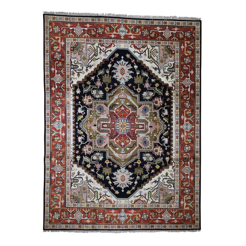 Shahbanu Rugs Serapi Heriz Pure Wool Hand-Knotted Oriental Rug (8'10" x 12'0") - 8'10" x 12'0"