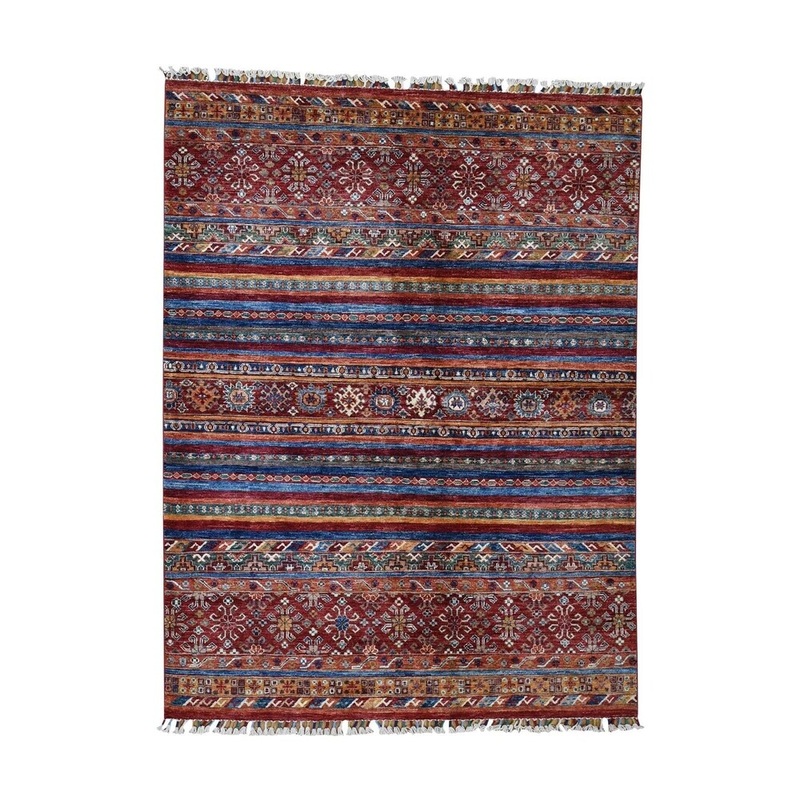 Shahbanu Rugs Super Kazak Khorjin Design Hand-Knotted Pure Wool Oriental Rug (5'4" x 7'0") - 5'4" x 7'0"