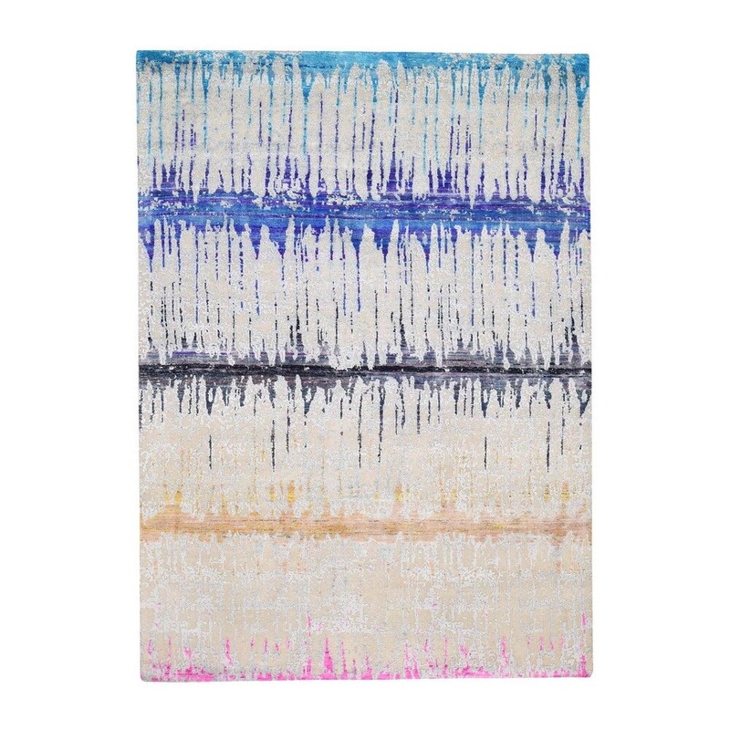 Shahbanu Rugs THE CARDIAC Sari Silk with Oxidized Wool Oriental Rug (5'2" x 7'2") - 5'2" x 7'2"