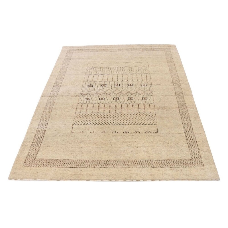 Shahbanu Rugs Undyed Natural Persian Wool Hand-Made Lori Buft Gabbeh Rug (3'10" x 5'10") - 3'10" x 5'10"