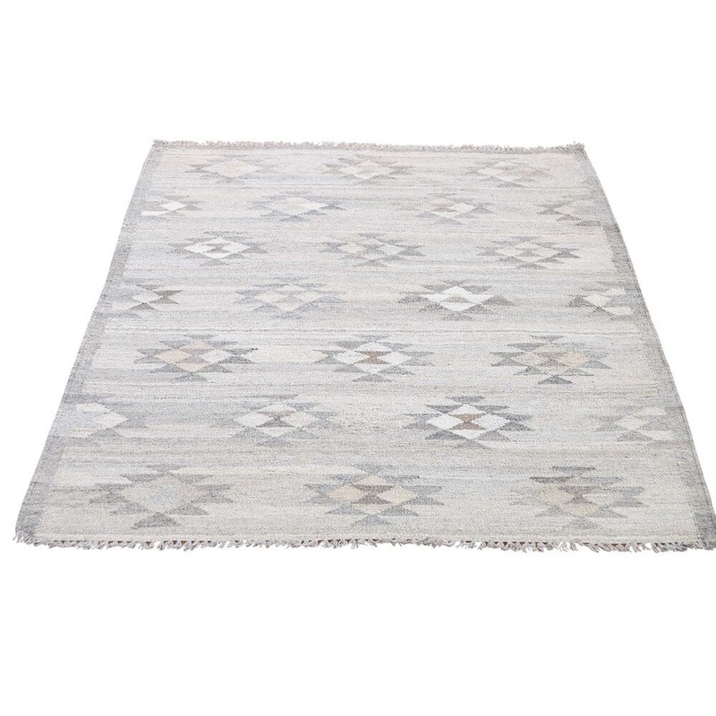 Shahbanu Rugs Undyed Natural Wool Afghan Kilim Reversible Hand Woven Oriental Rug (3'4" x 4'8") - 3'4" x 4'8"