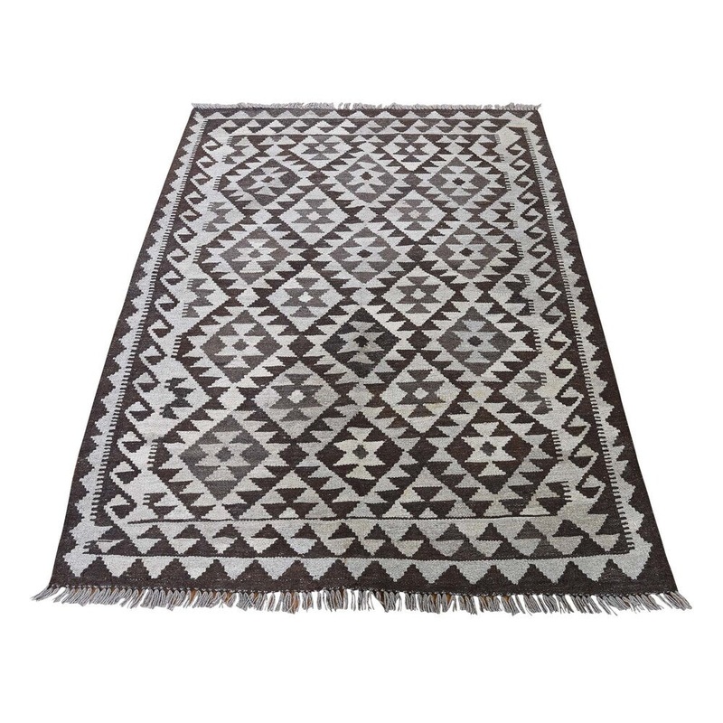 Shahbanu Rugs Undyed Natural Wool Afghan Kilim Reversible Hand Woven Oriental Rug (3'6" x 5'0") - 3'6" x 5'0"