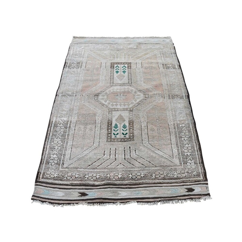 Shahbanu Rugs Vintage Afghan Baluch Hand-Knotted Pure Wool Oriental Rug (3'1" x 5'0") - 3'1" x 5'0"