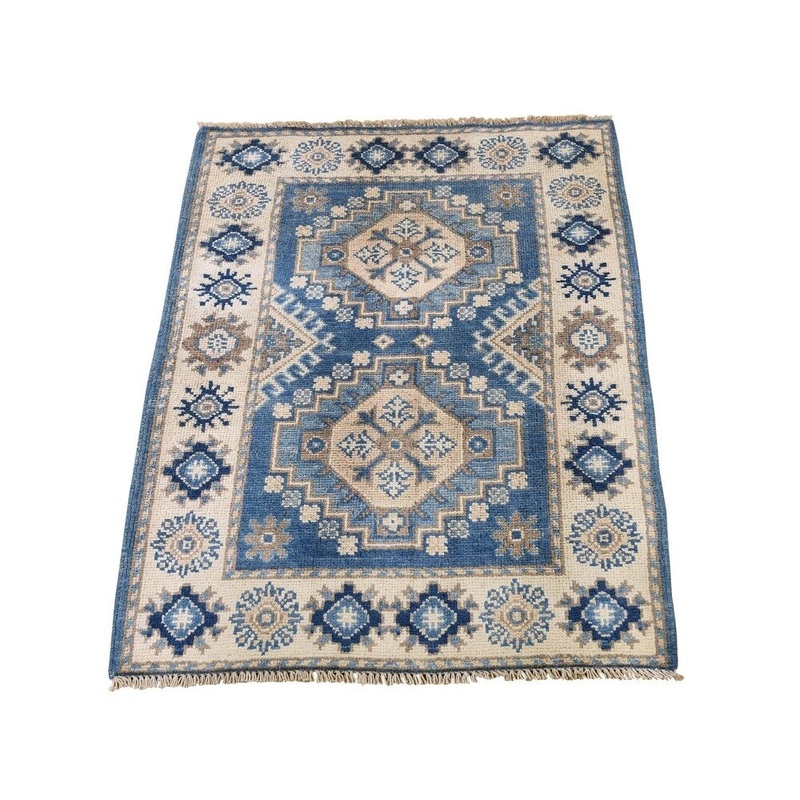 Shahbanu Rugs Vintage Look Kazak Elephant feet Design Pure Wool Hand-Knotted Rug (2'3" x 3'0") - 2'3" x 3'0"