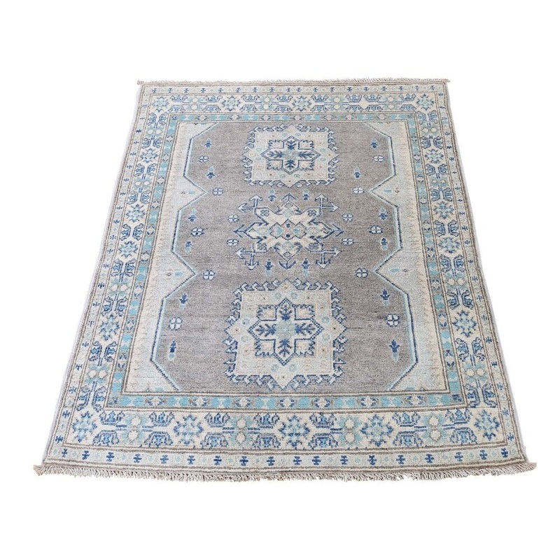 Shahbanu Rugs Vintage Look Kazak Pure Wool Hand-Knotted Oriental Rug (2'10" x 4'0") - 2'10" x 4'0"