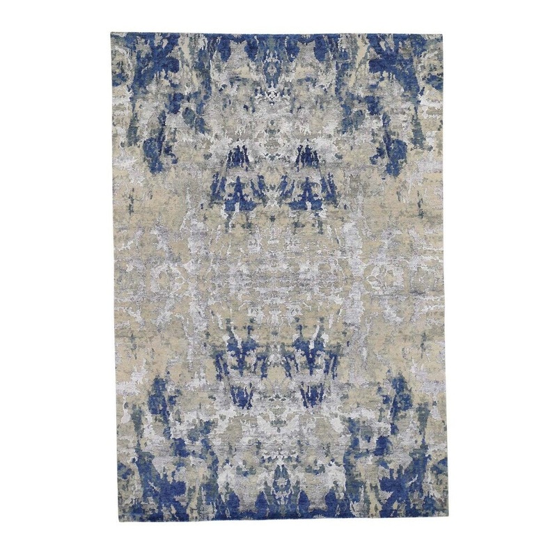 Shahbanu Rugs Abstract Design Wool And Silk Hand-Knotted Modern Oriental Rug (6'0" x 8'10") - 6'0" x 8'10"