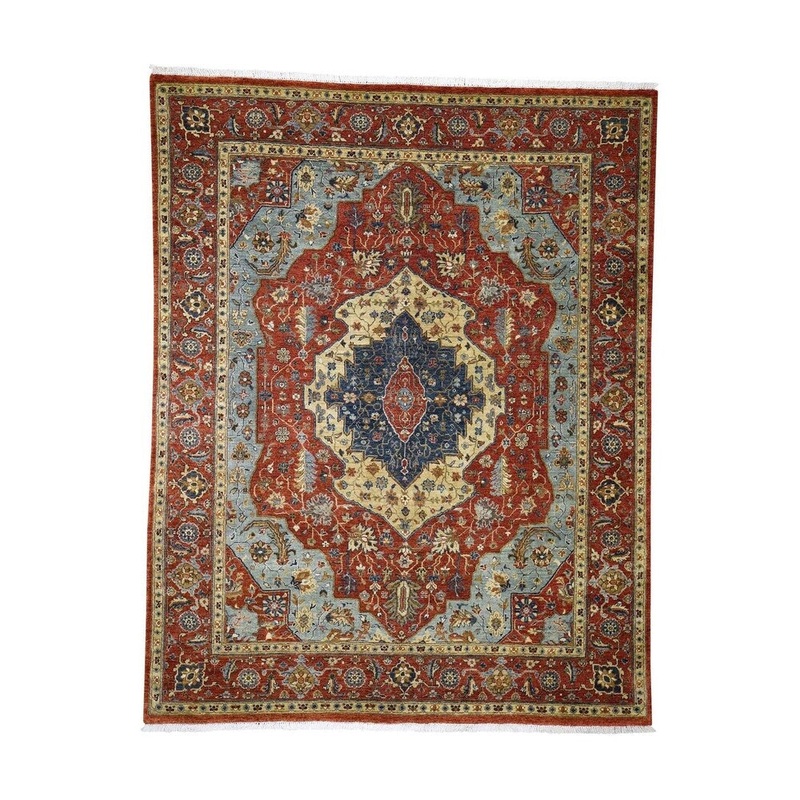 Shahbanu Rugs Antiqued Heriz Re-creation Hand Knotted Pure Wool Hand-Knotted Rug (8'0" x 10'0") - 8'0" x 10'0"
