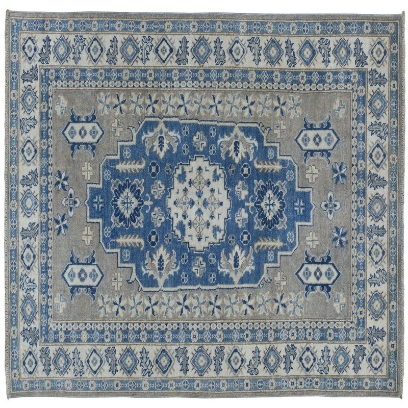 Shahbanu Rugs Gray Vintage Look Kazak Pure Wool Hand-Knotted Oriental Rug (3'10" x 6'0") - 3'10" x 6'0"