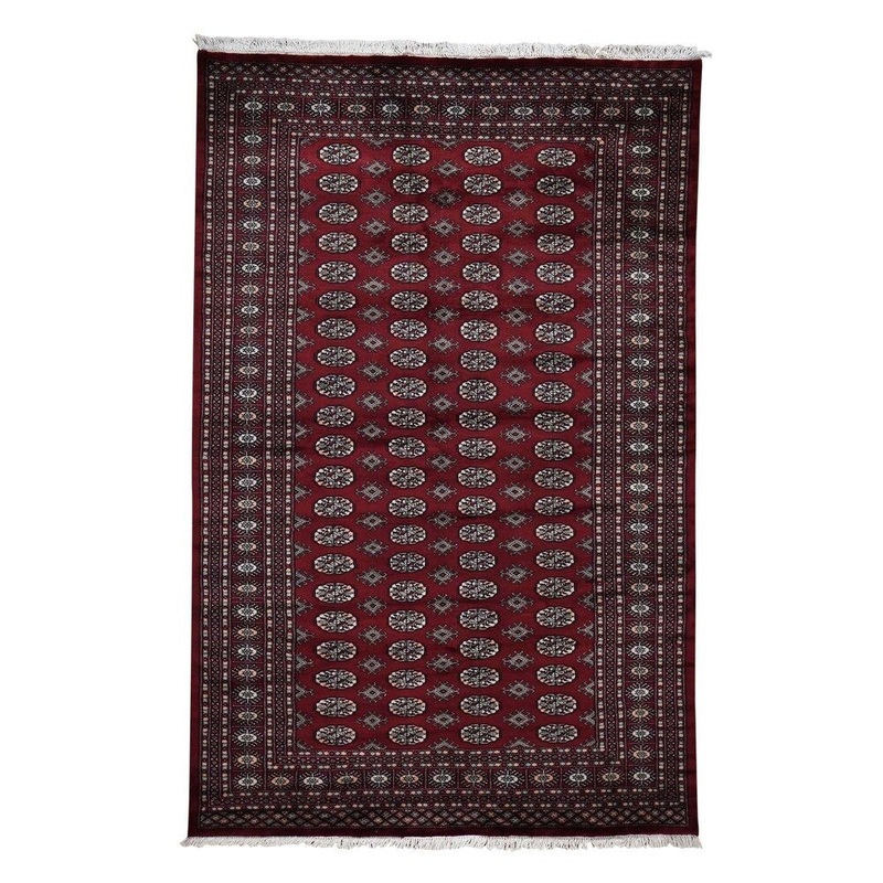 Shahbanu Rugs Hand-Knotted Mori Bokara Elephant Feet Design Pure Wool Oriental Rug (6'0" x 9'2") - 6'0" x 9'2"