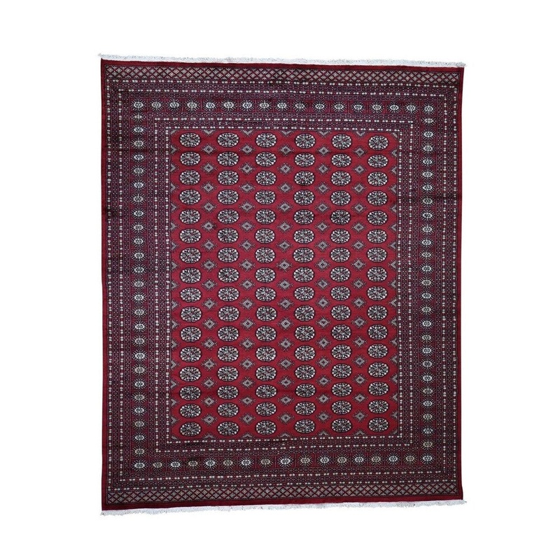 Shahbanu Rugs Hand-Knotted Mori Bokara Elephant Feet Design Pure Wool Oriental Rug (8'3" x 10'0") - 8'3" x 10'0"