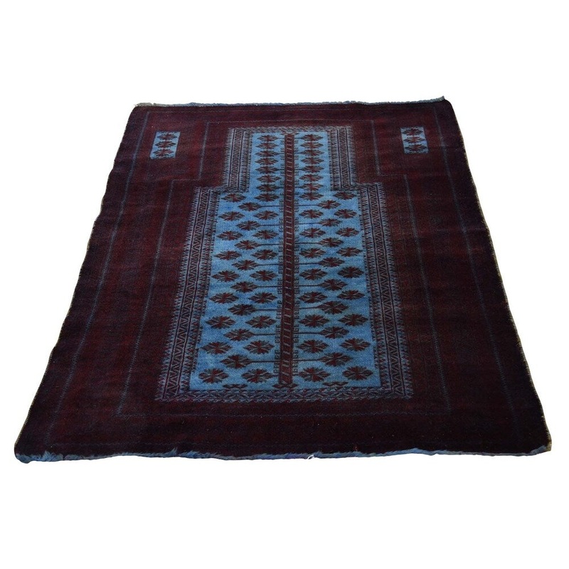 Shahbanu Rugs Hand Knotted Overdyed Afghan Baluch Design Pure Wool Rug (3'1" x 4'7") - 3'1" x 4'7"